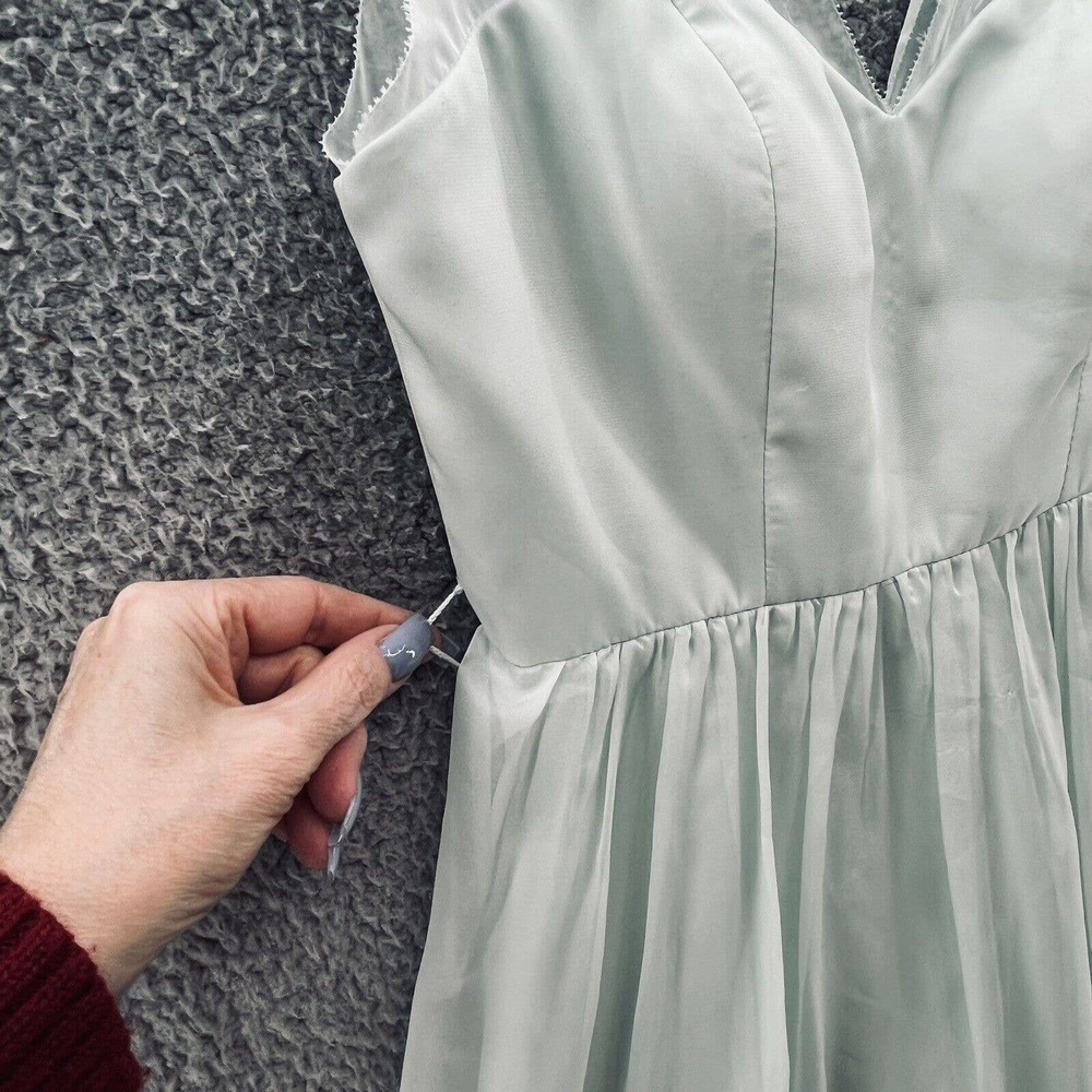 Quillaree Dress Pale Green Chiffon Wedding Special Event Layered Mini - Picture 3 of 15